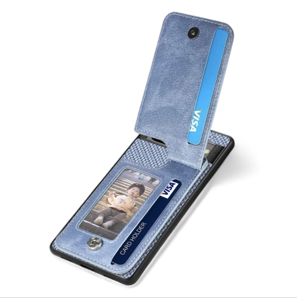 Google Pixel 7A 5GB Blue Phone Case with Card Holder - Picture 2 of 7